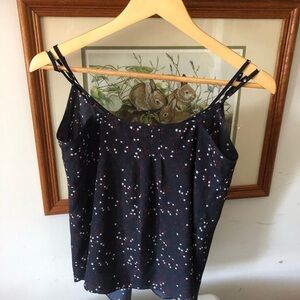 Talula Aritzia Navy Blue Flower Camisole tank